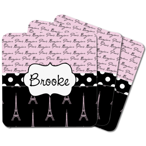 Paris Bonjour and Eiffel Tower Square Fridge Magnet - MAIN
