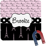 Paris Bonjour and Eiffel Tower Square Fridge Magnet (Personalized)