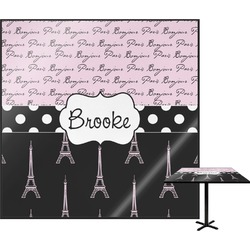 Paris Bonjour and Eiffel Tower Square Table Top - 24" (Personalized)