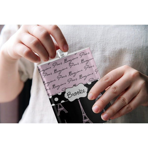 Paris Bonjour and Eiffel Tower Stainless Steel Flask - LIFESTYLE 1