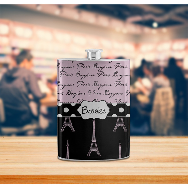 Paris Bonjour and Eiffel Tower Stainless Steel Flask - LIFESTYLE 2