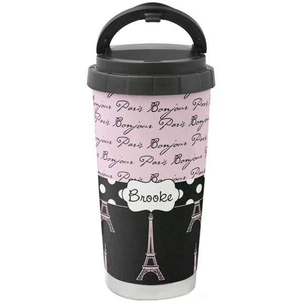 Custom Paris Bonjour and Eiffel Tower Stainless Steel Coffee Tumbler (Personalized)