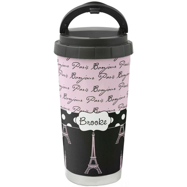 Custom Paris Bonjour and Eiffel Tower Stainless Steel Coffee Tumbler (Personalized)