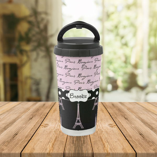 Paris Bonjour and Eiffel Tower Stainless Steel Travel Cup Lifestyle