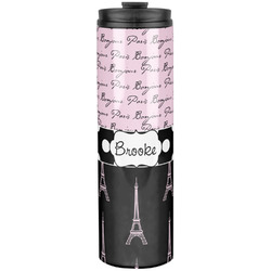Paris Bonjour and Eiffel Tower Stainless Steel Skinny Tumbler - 20 oz (Personalized)