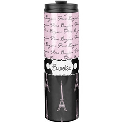 Paris Bonjour and Eiffel Tower Stainless Steel Skinny Tumbler - 20 oz (Personalized)