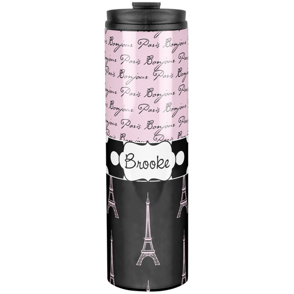 Custom Paris Bonjour and Eiffel Tower Stainless Steel Skinny Tumbler - 20 oz (Personalized)