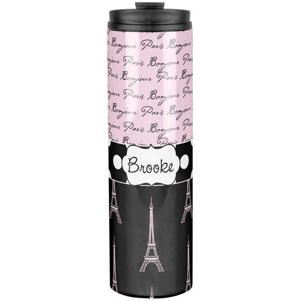 Paris Bonjour and Eiffel Tower Stainless Steel Tumbler 20 Oz - Front
