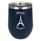 Paris Bonjour and Eiffel Tower Stainless Wine Tumblers - Navy - Single Sided - Front