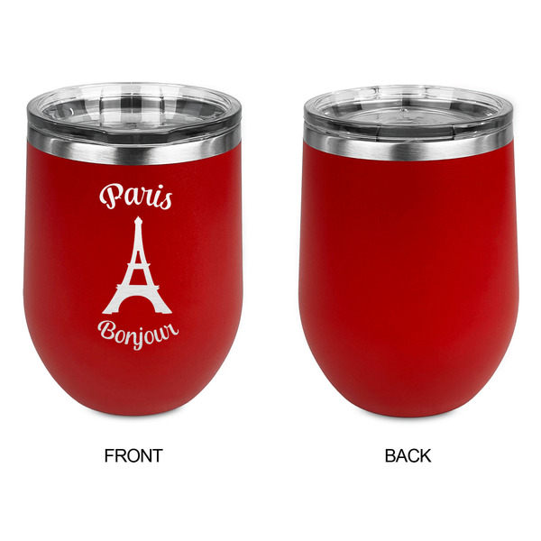 Paris Bonjour and Eiffel Tower Stainless Wine Tumblers - Red - Single Sided - Approval