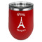 Paris Bonjour and Eiffel Tower Stainless Wine Tumblers - Red - Single Sided - Front