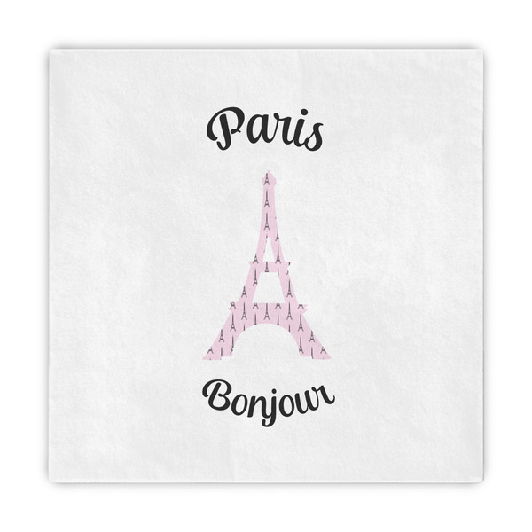 Custom Paris Bonjour and Eiffel Tower Decorative Paper Napkins (Personalized)