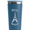 Paris Bonjour and Eiffel Tower Steel Blue RTIC Everyday Tumbler - 28 oz. - Close Up