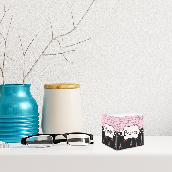 Paris Bonjour and Eiffel Tower Sticky Note Cube - LIFESTYLE