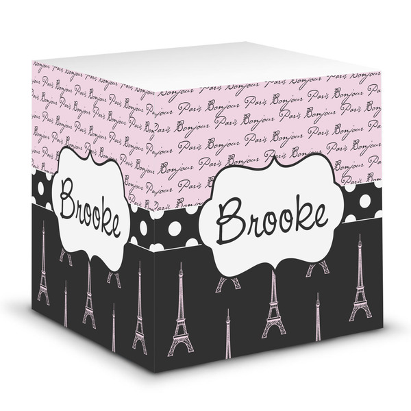Custom Paris Bonjour and Eiffel Tower Sticky Note Cube (Personalized)