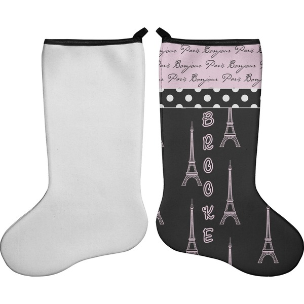 Paris Bonjour and Eiffel Tower Stocking - Single-Sided - Approval