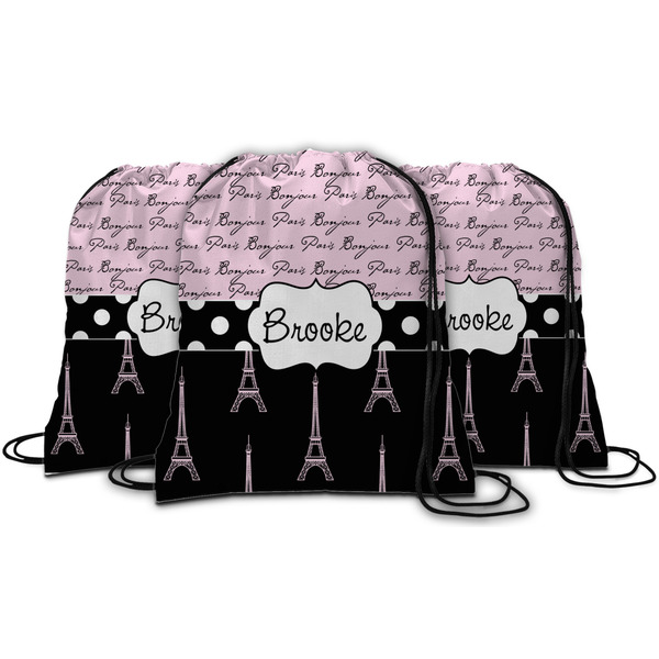 Paris Bonjour and Eiffel Tower String Backpack - MAIN