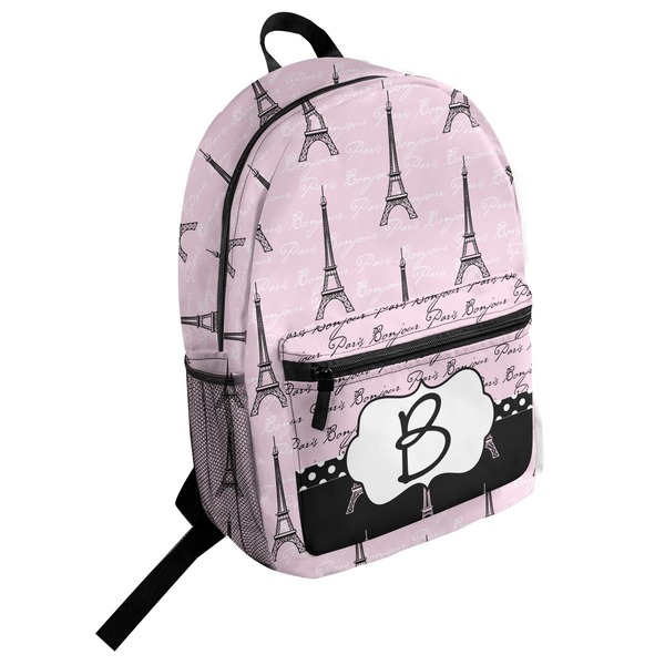 Custom Paris Bonjour and Eiffel Tower Student Backpack (Personalized)