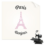 Paris Bonjour and Eiffel Tower Sublimation Transfer - Shirt Back / Men (Personalized)