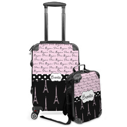 Paris Bonjour and Eiffel Tower Kids 2-Piece Luggage Set - Suitcase & Backpack (Personalized)