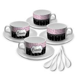 Paris Bonjour and Eiffel Tower Tea Cup - Set of 4 (Personalized)