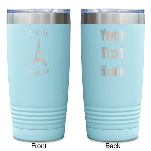 Paris Bonjour and Eiffel Tower Teal Polar Camel Tumbler - 20oz -Double Sided - Approval