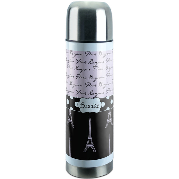 Custom Paris Bonjour and Eiffel Tower Stainless Steel Thermos (Personalized)