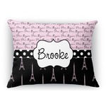 Paris Bonjour and Eiffel Tower Rectangular Throw Pillow Case (Personalized)