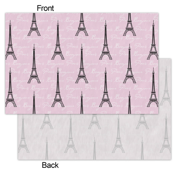 Paris Bonjour and Eiffel Tower Tissue Paper - Heavyweight - Small - Front & Back