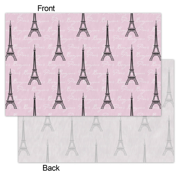 Paris Bonjour and Eiffel Tower Tissue Paper - Lightweight - Small - Front & Back