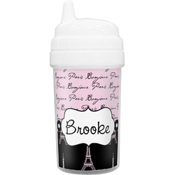 Paris Bonjour and Eiffel Tower Toddler Sippy Cup (Personalized)