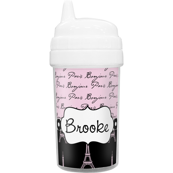 Custom Paris Bonjour and Eiffel Tower Sippy Cup (Personalized)