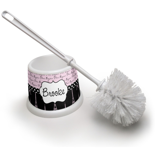Custom Paris Bonjour and Eiffel Tower Toilet Brush (Personalized)