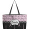 Paris Bonjour and Eiffel Tower Beach Totes Bag - w/ Black Handles (Personalized)