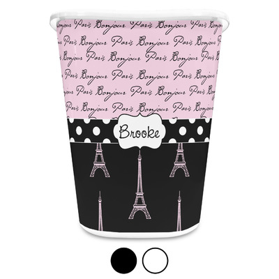 Paris Bonjour and Eiffel Tower Waste Basket (Personalized)