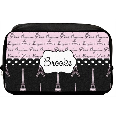 Paris Bonjour and Eiffel Tower Toiletry Bag / Dopp Kit (Personalized)