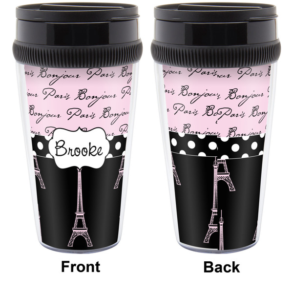 Paris Bonjour and Eiffel Tower Travel Mug Approval (Personalized)