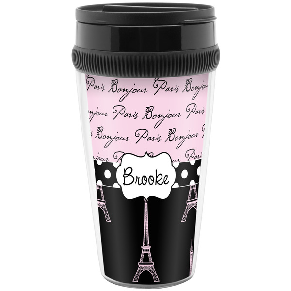 Custom Paris Bonjour and Eiffel Tower Acrylic Travel Mug without Handle (Personalized)