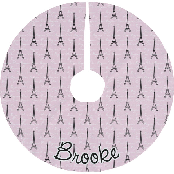 Custom Paris Bonjour and Eiffel Tower Tree Skirt (Personalized)