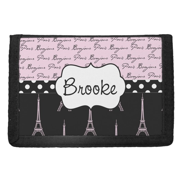 Custom Paris Bonjour and Eiffel Tower Trifold Wallet (Personalized)