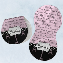 Paris Bonjour and Eiffel Tower Burp Pads - Velour - Set of 2 w/ Name or Text