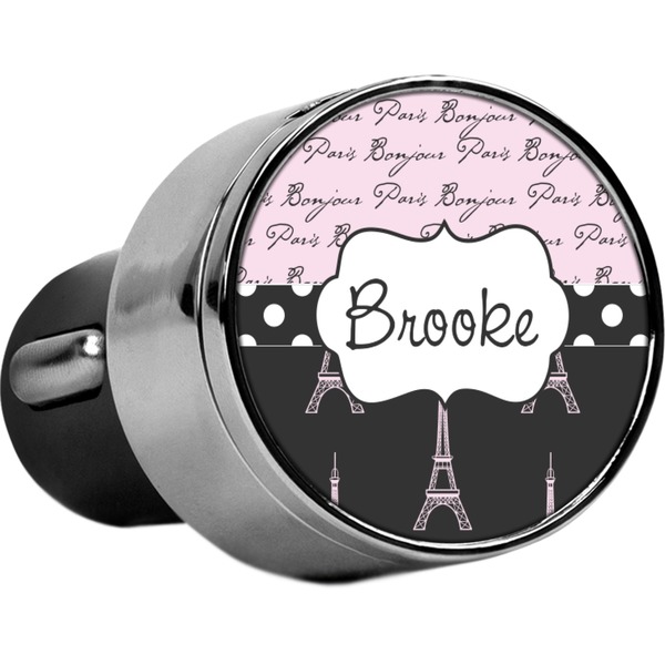 Custom Paris Bonjour and Eiffel Tower USB Car Charger (Personalized)