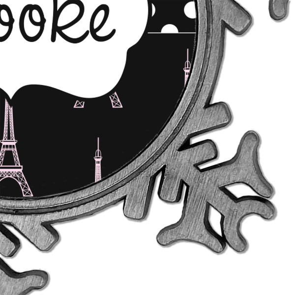 Paris Bonjour and Eiffel Tower Vintage Snowflake - Detail