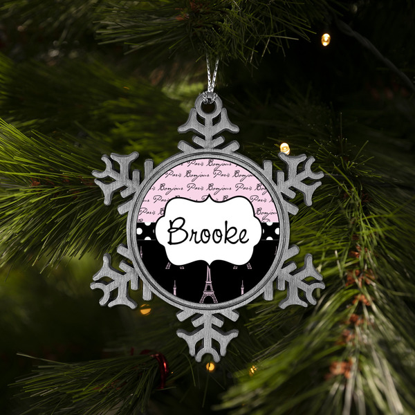 Paris Bonjour and Eiffel Tower Vintage Snowflake - (LIFESTYLE)