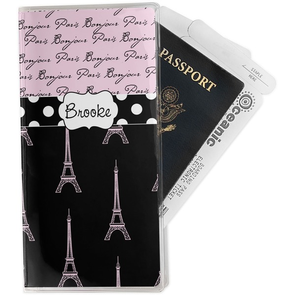 Custom Paris Bonjour and Eiffel Tower Travel Document Holder
