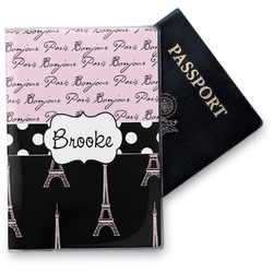 Paris Bonjour and Eiffel Tower Vinyl Passport Holder (Personalized)