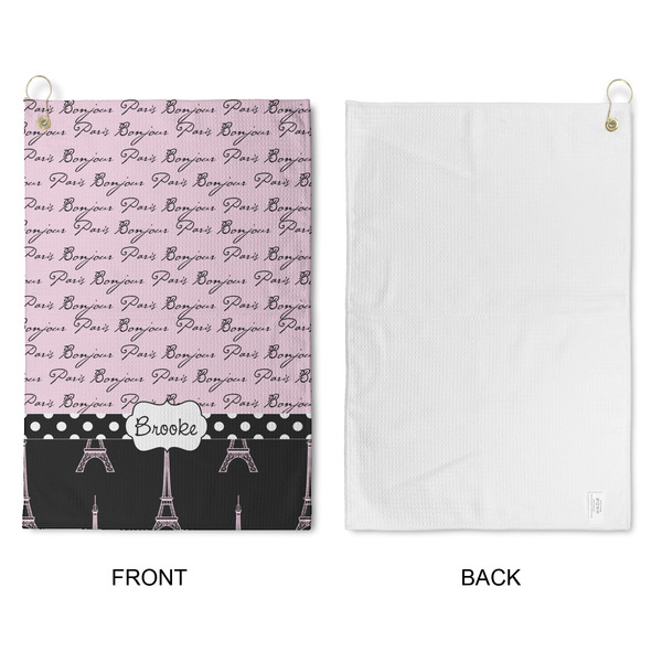 Paris Bonjour and Eiffel Tower Waffle Weave Golf Towel - Approval