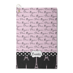Paris Bonjour and Eiffel Tower Waffle Weave Golf Towel (Personalized)