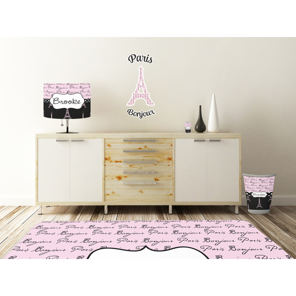 Paris Bonjour and Eiffel Tower Wall Graphic Decal Wooden Desk