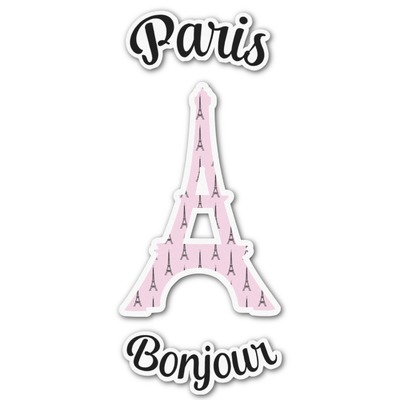 Paris Bonjour and Eiffel Tower Graphic Decal - Medium (Personalized)
